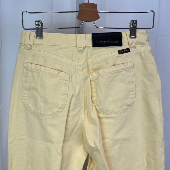 HOUSE OF SUNNY Size 4 Button Fly Cropped Jeans Cotton Denim Yellow Straight - Picture 7 of 9